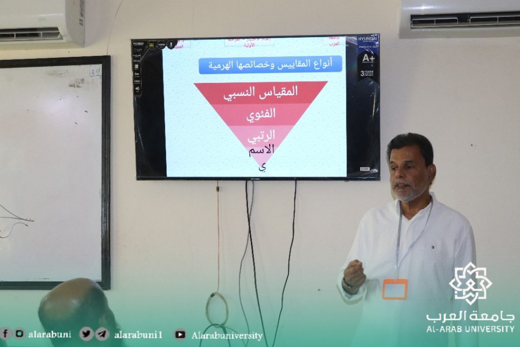 محاضرة بعنوان طرق اعداد الاختبارات ضمن فعاليات اسبوع الجودة الأول بجامعة العرب